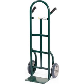 Heavy Duty Hand Truck with Double-Grip Handle - Steel Dolly Cart for Moving - 800 Pound Capacity - 10" - Rubber Wheels - 50" H x 18.5" W with 14" x 9.5" Nose Plate - Green