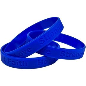 25 Colon Cancer Awareness Blue Ribbon Bracelets 100% Medical Grade Silicone Bracelet - Latex and Toxin Free - (25 Bracelets)