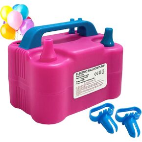 Electric Balloon Pump,110V 600W Portable Dual Nozzles Balloon Pump,Air Pump Balloon Blower for Party Decorations with Tying Tool(Rose Red)