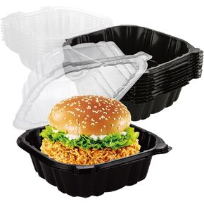 QTLCOHD 80Pcs Clamshell Take Out Containers, 6x6x3 Inch Clear Hinged Disposable Plastic Food Cake Containers with Lids for Dessert Cakes Cookies Salads Sandwiches