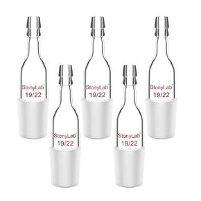 stonylab Glass Inlet Adapter, 5 Pack Borosilicate Glass Straight Inlet Adapter with 14/20 Joint and Hose Connection Lab Glassware