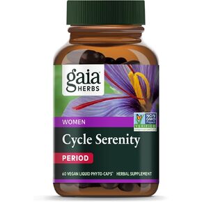 Gaia Herbs Cycle Serenity - Women's Hormonal Balance Supplement - Made with Fenugreek, Saffron, Turmeric & Hawthorn - Free from Gluten, Dairy & Soy - 60 Vegan Capsules (60 Servings)