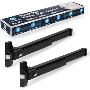 IRONWALLS Commercial Push Bar Panic Exit Device Stainless Steel, 2-Pack 27.5" Black Panic Bars for Exit Doors, Emergency Door Push Bar Door Lock Latch, Panic Door Hardware for 28"-41" Wood Metal Doors