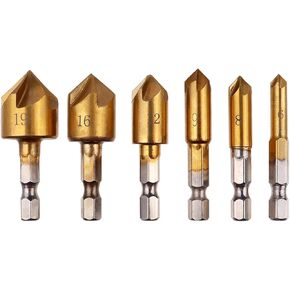 Wolfride غاطسة مثقاب مجموعة 1/4 ''عرافة عرقوب متري غاطسة بت للخشب 82 درجة 6 مللي متر-19 مللي متر (6 قطعة) in Kuwait