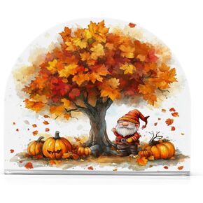Fall Maple Leaves Pumpkins Gnome Napkin Holder, Acrylic Napkin Holders for Table Cocktail Napkins Dispenser Paper Stand for Home Kitchen Restaurant Bar, 1 Pc