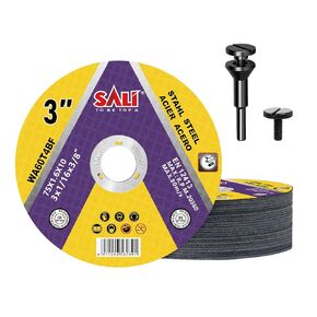SALI 50 Pack Cut Off Wheels Cutting Wheels 3" x 1/16" x 3/8" with 1/4 in Mounting Mandrel Kit for 3 in Angle and Die Grinders- Cutting Disc Aggressive Cutting Operating Up to 25000 RPM and 80 M/S