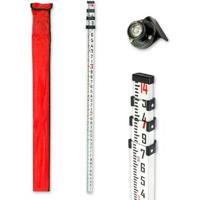 Grade Rod，16-Foot Aluminum Grade Rod - 10ths，Grade Stick for Laser Level，Survey Rod，Grade Rods，Survey Pole，With Bubble Level, 5-Stage Telescopic，Double-Sided Scale Telescopic Leveling Rod in Saudi Arabia