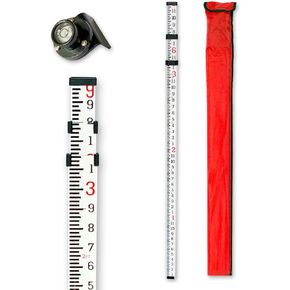 Grade Rod，16-Foot Aluminum Grade Rod - 10ths，Grade Stick for Laser Level，Survey Rod，Grade Rods，Survey Pole，With Bubble Level, 5-Stage Telescopic，Double-Sided Scale Telescopic Leveling Rod