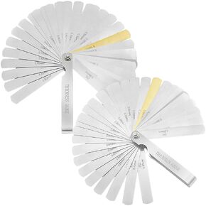2 PCS 32 Blades Feeler Gauge Stainless Steel Feeler Gauge Dual Marked Metric and Imperial Measuring Tool for Measuring Gap Width or Thickness