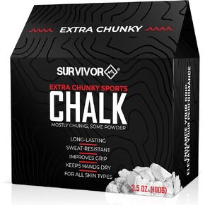 طباشير الصالة الرياضية من Survivor - طباشير تسلق فائق النعومة 13oz، طباشير رفع، طباشير الجمباز - مسحوق طباشير يدوي من كربونات المغنيسيوم النقي، طباشير رفع الأثقال في صالة الألعاب الرياضية - طباشير تسلق الصخور لرفع الأثقال وصالة الألعاب الرياضية