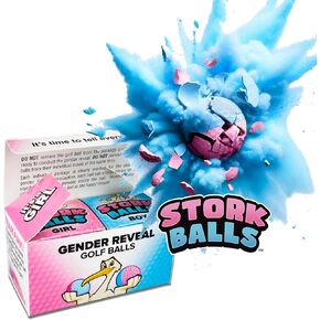 Party Smith Gender Reveal Golf Ball (2 Pack) - Exploding Golf Balls with Pink and Blue Powder for Team Baby Boy or Girl - Decorations Ideas Gifts Games Stuff - Globos para Revelacion De Sexo De Bebe