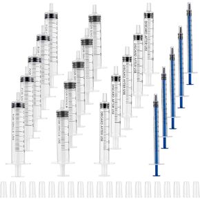 20 Pcs Plastic Syringes Syringe with Cap Liquid Dispensing Cover Sample 1ml / 3ml / 5ml / 10ml Injection Syringes Measurement Multifunction Lab Utensils for Feedings Collections Watering