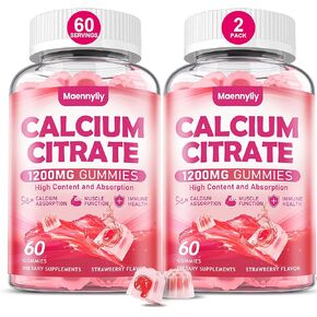 Calcium Citrate Gummies 1200 mg for Adults: Ultimate Absorption Calcium Supplement for Women & Men - Easy to Digest, Vegan - Supports B0ne Strength, Muscle, Immune