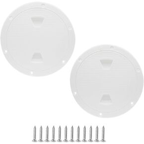 2pcs Boat Hatch 4" Deck Plates for Boats Round Non Slip Inspection Hatch with Detachable Cover(White)