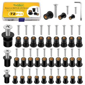 Twidec/36 Pairs Neoprene Well Nuts M4 M5 M6 with Stainless Steel Screw Kayak Bolts Well Nut Kit for Kayak Motorcycle Boat Marine Windscreen Accessories N-080-36Pairs