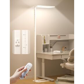 100W Bright LED Floor Lamp, 4000K Natural Daylight Modern Standing Lamp with Remote, 10000LM Dimmable Eye-Care Tall Reading Lamp for Reading Study Room, Office, Meeting Room