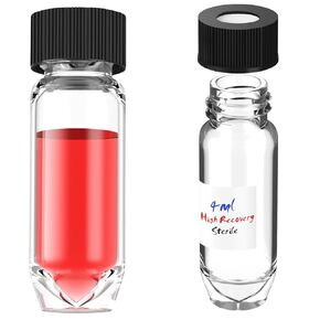 High Recovery Vial with 9-425 Screw Cap,Sterile Borosilicate Glass V Vial, Large Opening, 0.3mL/2mL/4mL,6pcs (Clear, 0.3mL)