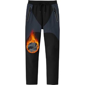 MoFiz Kids Fleece Lined Hiking Snow Ski Pants Boys Waterproof Winter Warm Outdoor Pants with Zippered Pocket
