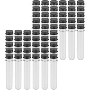 LEXININ 60 قطعة 40 مل أنابيب اختبار شفافة، أنابيب اختبار بلاستيكية مع أغطية لولبية سوداء، أنابيب بلاستيكية لديكور الزفاف الحرفي in Kuwait