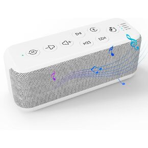 White Noise Sound Machine-Rechargeable 3000mAh Battery Powered Sound Machine for Sleep with Bluetooth, 15 Soothing Sounds, Auto-Off Timer, Headhpone Jack, Portable Sound Machine for Sleeping Adults
