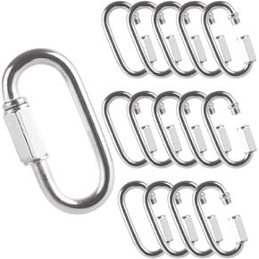 15 قطعة حلقة تسلق للخدمة الشاقة M6 من الفولاذ المقاوم للصدأ سلسلة ربط قوية 1/4 وصلة سريعة سلسلة ربط برغي حلقة تسلق معدنية من الزنك حلقة تسلق بيضاوية كبيرة للأرجوحة والأرجوحة وحقيبة الظهر in Kuwait
