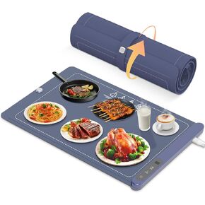 Food Warming Mat,Yeuco Food Warming Tray,Fast Full Surface Heating Mat,500W Upgraded Graphene Heating,6 Levels Temperature Settings and Timer,Roll Up Dishes Warmers for Parties Buffet