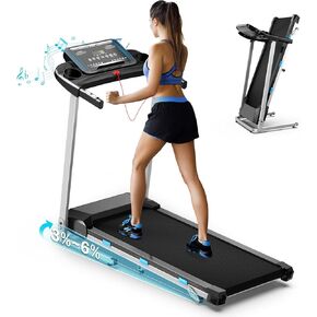 COZYINN Foldable Treadmill with Incline for Home Small - 350 lb Capacity, 3.0HP Quiet Folding Treadmill with Pulse Sensor and Bluetooth Speaker, App/Voice Control, 3 Level Incline, 7.6 MPH