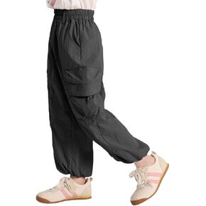 J·E STERGUARD Cargo Pants for Girls Elastic Waist Parachute Y2K Jogger Hiking Pants 4t-16Y