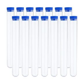 PATIKIL 70ml Test Tubes Set, 15pcs 5.91x0.79" PS Clear Round Bottom Test Tube Containers with Stopper for Bead Party Candy Bath Salt Storage Scientific Experiment Plant Propagation, Black