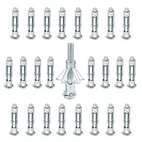 25 PCS M5 x 52MM Heavy Duty Zinc Plated Steel Durable Molly Bolts Wall Anchors Sliver Hollow Drive Wall Anchor Screw for Drywall Plaster Tile Hollow Brick