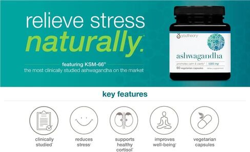 Ashwagandha Supplement Organic KSM-66 Ashwagandha Vegetarian Supplement 180 Capsules, 1000mg per Daily Serving, Help Support Healthy Stress Management Response, Clear in Saudi Arabia