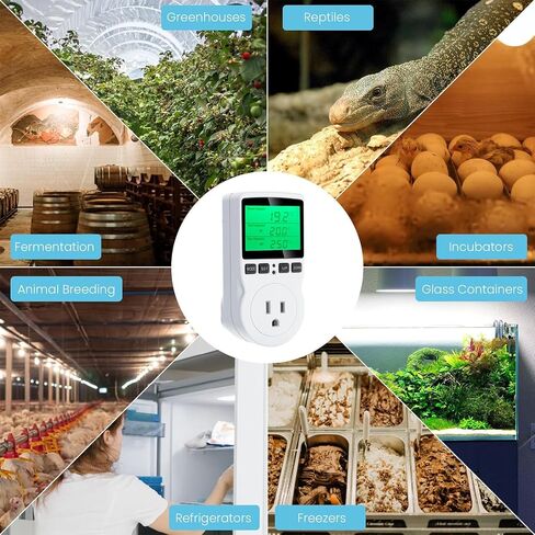 جهاز التحكم الرقمي في درجة الحرارة KABASI، منظم حرارة الزواحف لتدفئة شاشة LCD مع مسبار مستشعر للثعبان، السحلية، الحاضنة، التخمير، الحاضنة، الدفيئة، تررم ℉/15A 1800W 120V in Kuwait