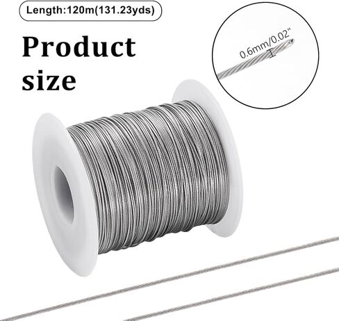 AHANDMAKER 393.70FT Wire Rope, 1/32" 304 Stainless Steel Cable Aircraft Cable Steel Wire for DIY Outdoor Railings, Clothes Line Wires, Garden String Lights, Outdoor Yard Craft Trellis Wire(Coated) in Saudi Arabia