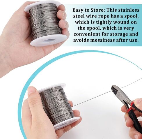 AHANDMAKER 393.70FT Wire Rope, 1/32" 304 Stainless Steel Cable Aircraft Cable Steel Wire for DIY Outdoor Railings, Clothes Line Wires, Garden String Lights, Outdoor Yard Craft Trellis Wire(Coated) in Saudi Arabia