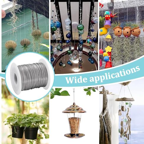 AHANDMAKER 393.70FT Wire Rope, 1/32" 304 Stainless Steel Cable Aircraft Cable Steel Wire for DIY Outdoor Railings, Clothes Line Wires, Garden String Lights, Outdoor Yard Craft Trellis Wire(Coated) in Saudi Arabia