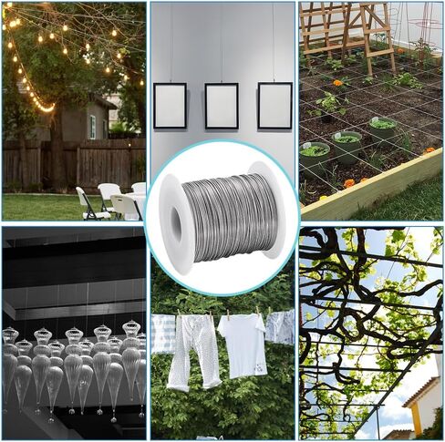 AHANDMAKER 393.70FT Wire Rope, 1/32" 304 Stainless Steel Cable Aircraft Cable Steel Wire for DIY Outdoor Railings, Clothes Line Wires, Garden String Lights, Outdoor Yard Craft Trellis Wire(Coated) in Saudi Arabia