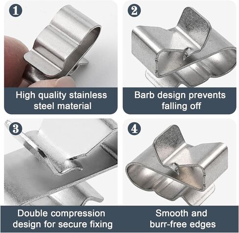 70 PCS Trailer Frame Wire Clips Stainless Steel Clip Metal Cable Clips for PV Wiring Boat Cable Solar Panel Clamps for Automotive Wires Management (Silver) in Saudi Arabia