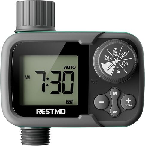 RESTMO Sprinkler Timer, Water Timer for Garden Hose, Outdoor Faucet, Lawn Watering, Automatic Control, Manual Watering, Ball Valve System Compatible with Rain Barrel, Zero/Low Water Pressure Watering in Saudi Arabia