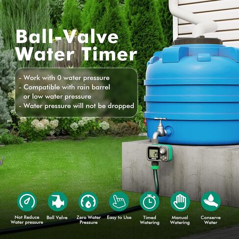 RESTMO Sprinkler Timer, Water Timer for Garden Hose, Outdoor Faucet, Lawn Watering, Automatic Control, Manual Watering, Ball Valve System Compatible with Rain Barrel, Zero/Low Water Pressure Watering in Saudi Arabia