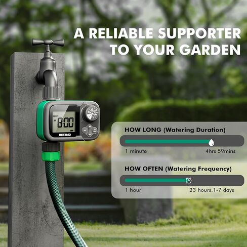 RESTMO Sprinkler Timer, Water Timer for Garden Hose, Outdoor Faucet, Lawn Watering, Automatic Control, Manual Watering, Ball Valve System Compatible with Rain Barrel, Zero/Low Water Pressure Watering in Saudi Arabia