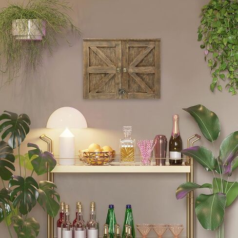 خزانة نادل Barndoor من Excello Global Products مع مجموعة أدوات بار مكونة من 10 قطع: المجموعة المثالية لسقاة المنزل (بني ريفي) in Kuwait