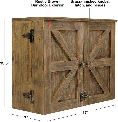 خزانة نادل Barndoor من Excello Global Products مع مجموعة أدوات بار مكونة من 10 قطع: المجموعة المثالية لسقاة المنزل (بني ريفي) in Kuwait