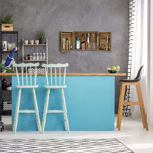 خزانة نادل Barndoor من Excello Global Products مع مجموعة أدوات بار مكونة من 10 قطع: المجموعة المثالية لسقاة المنزل (بني ريفي) in Kuwait