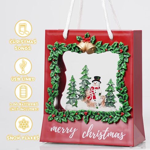 Snowman Snow Globe Christmas Decorations Musical Snow Globes Lantern with Swirling Glitter, Christmas Tree Snow Globe Lamp Battery Operated & USB Powered Merry Christmas Holiday Party Decor Gifts in Saudi Arabia