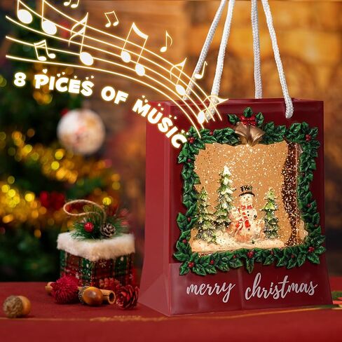 Snowman Snow Globe Christmas Decorations Musical Snow Globes Lantern with Swirling Glitter, Christmas Tree Snow Globe Lamp Battery Operated & USB Powered Merry Christmas Holiday Party Decor Gifts in Saudi Arabia