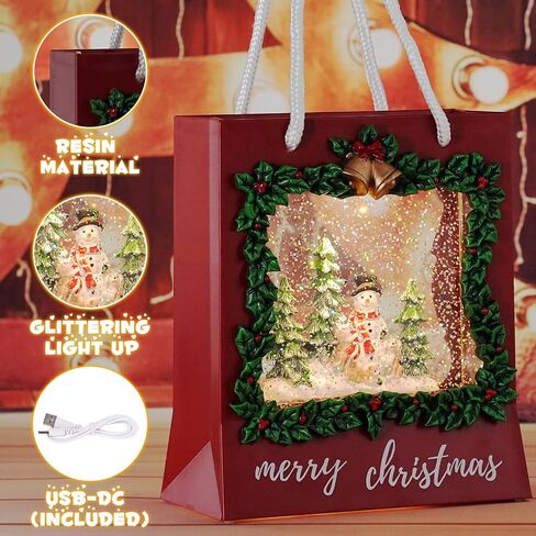 Snowman Snow Globe Christmas Decorations Musical Snow Globes Lantern with Swirling Glitter, Christmas Tree Snow Globe Lamp Battery Operated & USB Powered Merry Christmas Holiday Party Decor Gifts in Saudi Arabia