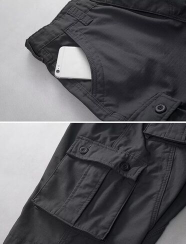 سراويل KOCTHOMY الرجالية المبطنة بالصوف للمشي لمسافات طويلة، سراويل شتوية حرارية خارجية للعمل غير رسمية مع جيوب متعددة، بدون حزام. in Kuwait