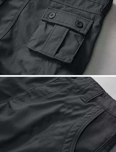 سراويل KOCTHOMY الرجالية المبطنة بالصوف للمشي لمسافات طويلة، سراويل شتوية حرارية خارجية للعمل غير رسمية مع جيوب متعددة، بدون حزام. in Kuwait