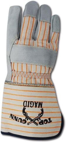 MAGID TG824E-LOGO-XL Top Gunn TG824ELOGO Premium Cow Split Palm مع أساور مطاطية، مقاس X-Large، رمادي، مقاس XL (عبوة من 12 قطعة) in Kuwait