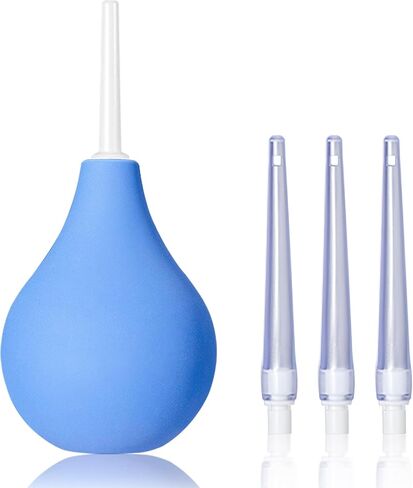 TopQuaFocus 8oz Enema Bulb Kit Anal and Vaginal Douche Bulb for Men Flushing System Enemas Silicone Bulb 4 Replaceable Tips (Light Blue, 224ml) in Saudi Arabia